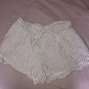 black and white striped flowy shorts